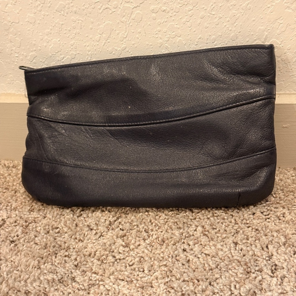 Black Leather Clutch‎